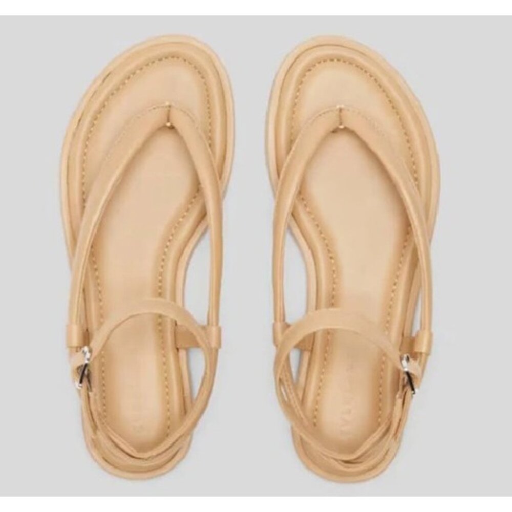 Everlane The Endless Summer Sandal sz 6.5 Light Taupe Leather Thong Ankle Strap - Picture 3 of 3